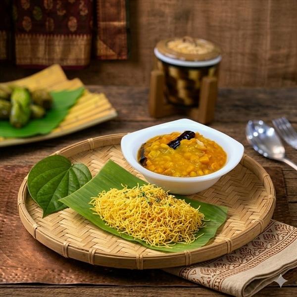 Alu Jhuri Bhaja with Cholar Dal